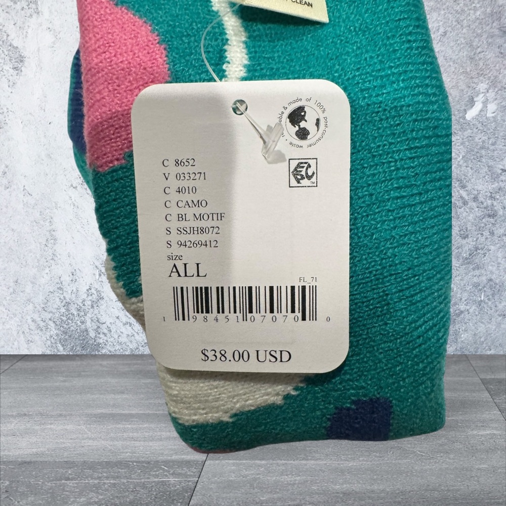 Free People Pink and Green Patterned Beanie - Picture 3 of 3